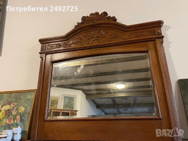 Старинно огледало дърворезба, снимка 2 - Огледала - 36231764
