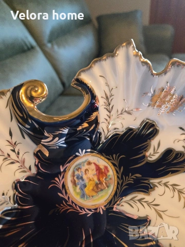 Чиния под формата на листо от ОРИГИНАЛЕН ЧЕШКИ КОБАЛТ, снимка 6 - Чинии - 53180860