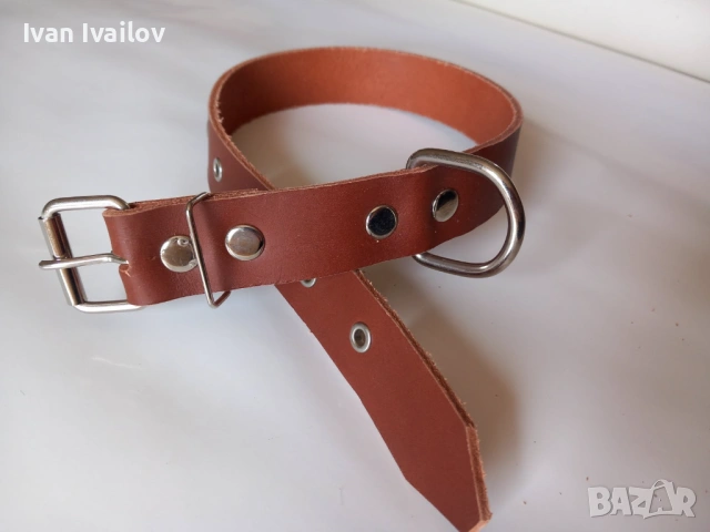 Натурален кожен нашийник (Керемида) – ширина 3 см / дължина 60 см, снимка 3 - За кучета - 54144630