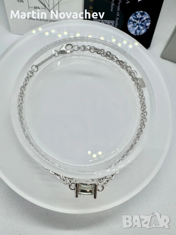 Сребърна гривна с мойсанит (Диамант) 2 карата, снимка 5 - Гривни - 54089901