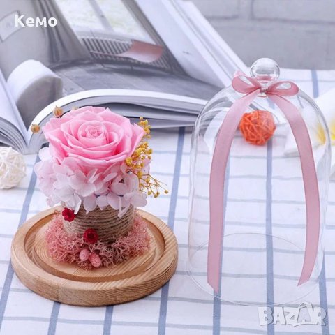 Вечна роза в похлупак, снимка 5 - Декорация за дома - 31886358