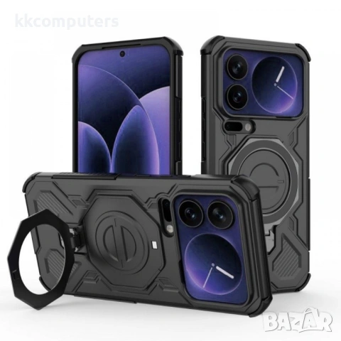 WANLONFENG KJ Калъф за Xiaomi 17 Pro - PC+TPU, Скрита стойка, 2 стъкла, Голям отвор, 4 цвята, снимка 7 - Калъфи, кейсове - 53888767