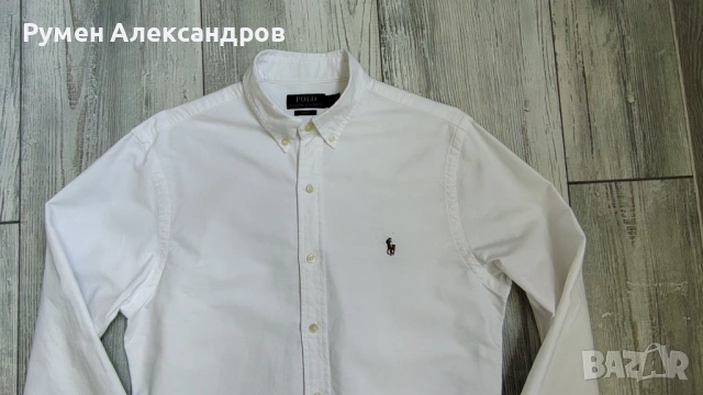 Нова бяла памучна мъжка риза  с дълъг ръкав POLO RALPH LAUREN р-р М - 175, снимка 3 - Ризи - 54340024