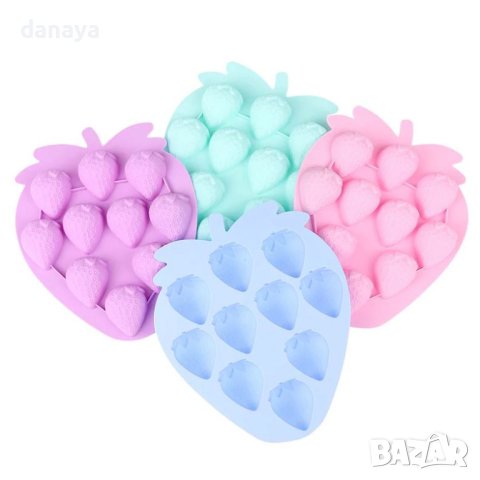 4184 Силиконова форма за бонбони и лед Ягоди, 10 гнезда, снимка 4 - Форми - 42862139