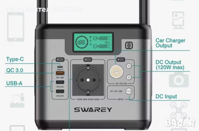 518Wh преносима соларна станция, електроцентрала. 1/2 киловат, снимка 4 - Къмпинг мебели - 52297110