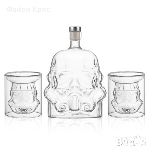 Комплект за уиски, стъклена бутилка Stormtrooper 750мл, 2 чаши Starwars подарък за мъже, снимка 2 - Подаръци за мъже - 52799122
