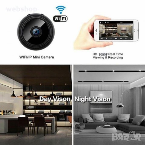 Мини Скрита Камера Pimpom А9, Wide Angle, Mini, Spy Camera, WiFi, Small, Wireless, Full HD, 1080P, , снимка 7 - IP камери - 34038413