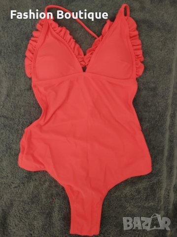 Цял бански неон корал оранжев розов червен, снимка 4 - Бански костюми - 32047394