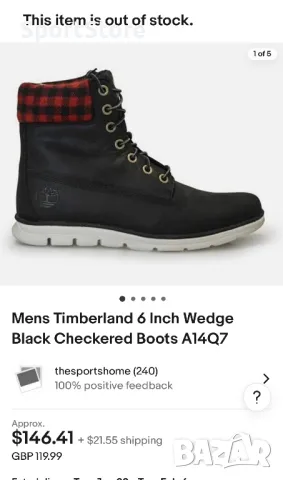 Mens Timberland Wedge Black Checkered Boots A14Q7, снимка 8 - Мъжки боти - 48681837
