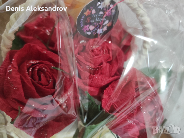 Кшничка с 5 рози, снимка 2 - Изкуствени цветя - 44585131