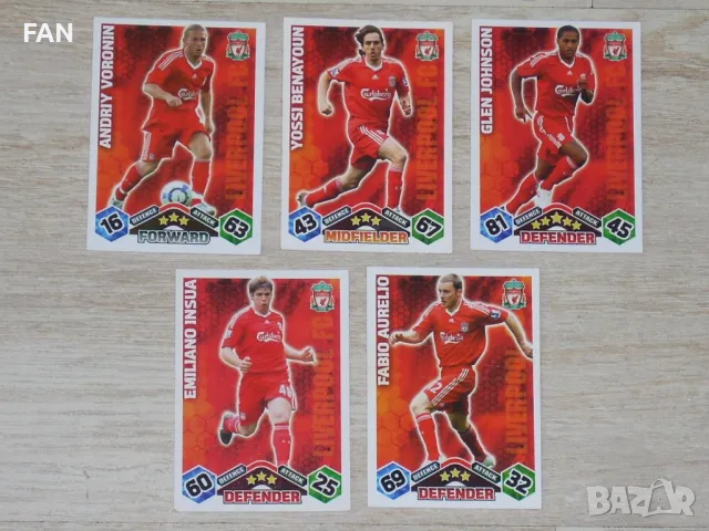Комплект от 100 бр. футболни карти МАЧ АТАКС от Висшата лига 2009/10 Манчестър Сити, Челси, Ливърпул, снимка 4 - Фен артикули - 40562928