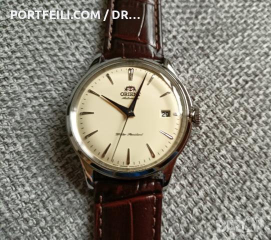 НОВ Orient Bambino 38mm, крем, сини стелки, снимка 7 - Мъжки - 44777123