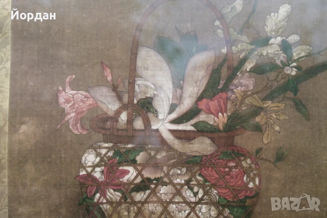 Китайска репродукция с дървена рамка, снимка 8 - Картини - 50474580