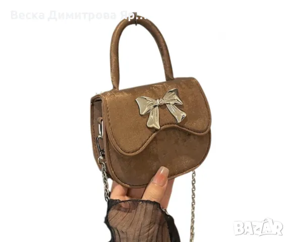 Дамска чантичка с панделка като метален акцент, снимка 3 - Чанти - 49020192