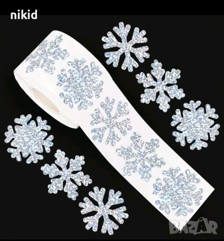 100 бр Снежинка Снежинки коледни холограмни самозалепващи лепенки стикери ръчна изработка за подарък