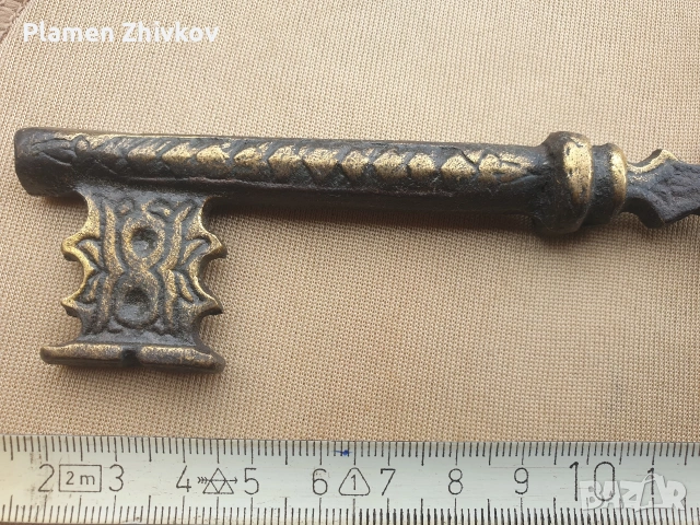 голям стар месингов ключ от манастирска килия, снимка 5 - Антикварни и старинни предмети - 54078826