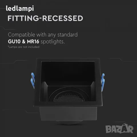 Луна За Вграждане Черна Квадратна, снимка 2 - Лед осветление - 50111677