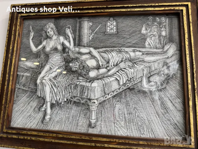 Рамкирана графика на Веселин Николов №6575 , снимка 2 - Антикварни и старинни предмети - 49271873