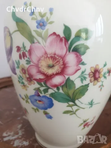 ALKA Bavaria Meissen 23см/АЛКА Бавария Майсен стара немска порцеланова ваза с капак-урна, снимка 5 - Вази - 55876499