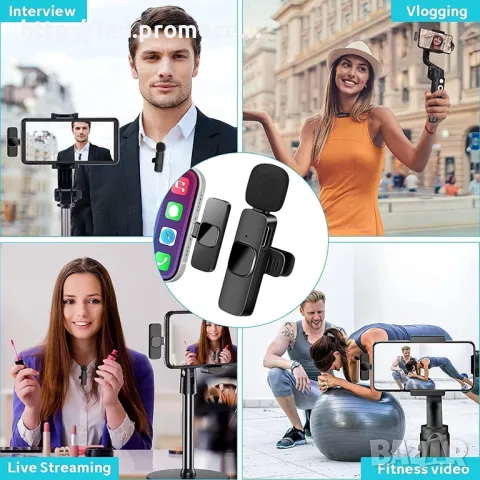 Безжичен микрофон за iPhone i android към Type-C F5, снимка 3 - Apple iPhone - 50437210