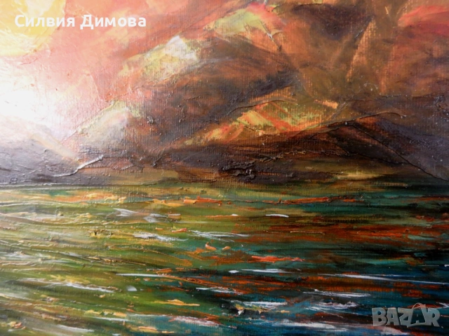 Маслени бои, платно, Моски залез, пурпурен, снимка 8 - Картини - 54328675