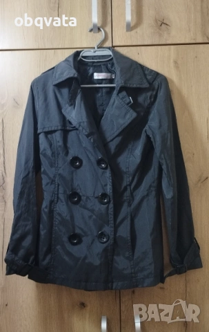 Черно дамско яке/тренч, снимка 2 - Якета - 54025324