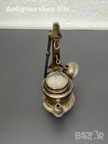 Автентична бронзова маслена лампа. №5070, снимка 5 - Колекции - 44270749