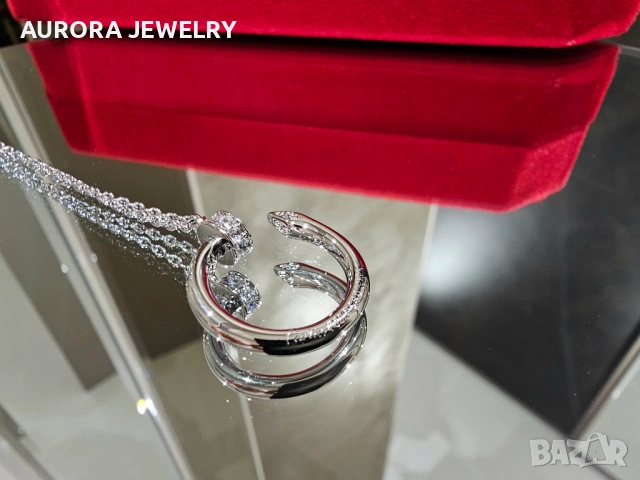 CARTIER Nail Juste un Clou Silver Diamonds Pendant Дамско Колие Пирон