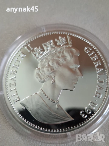 Сребро Гибралтал Евротунел 21 екю, снимка 4 - Нумизматика и бонистика - 53910176