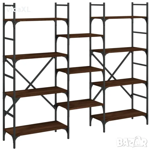 vidaXL Етажерка за книги кафяв дъб 160x28,5x136,5 см инженерно дърво