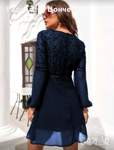 Елегантна рокля в синьо , снимка 2 - Рокли - 52866569
