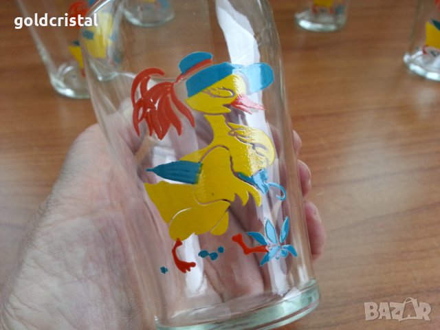 Ретро стъклени детски чаши с патета , снимка 2 - Антикварни и старинни предмети - 37552175