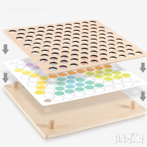 3583 Монтесори играчка детска мозайка от дървени мъниста, снимка 8 - Игри и пъзели - 44615013