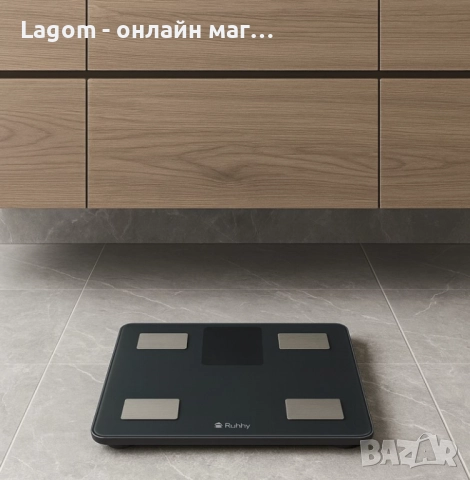 Интелигентна електронна везна с приложение RUHHY, тегло до 226 кг, кантар за баня, черен цвят, снимка 7 - Електронни везни - 52549581