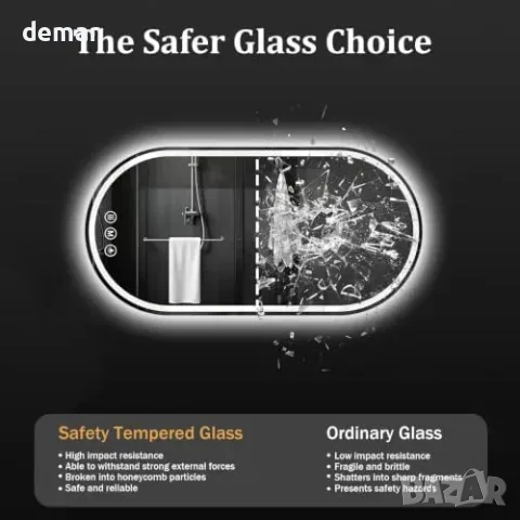 Овално LED огледало за баня XRAMFY 152 × 66 см, снимка 7 - Огледала - 55806913