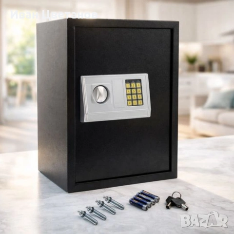 Електронен сейф 43L с аварийни ключове и монтажни болтове – Сигурност и защита за ценни вещи