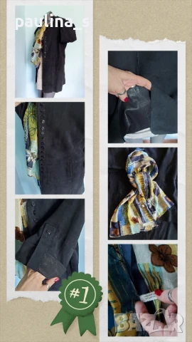 Два броя / Дизайнерско манто тип туника "Uterque", "Unbranded" / Естествен набук , снимка 3 - Палта, манта - 36890137