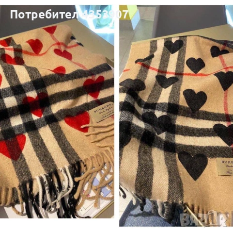  Burberry дамски шал кашмир, снимка 3 - Шалове - 53377922
