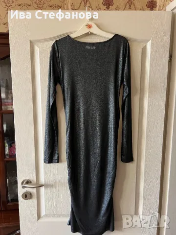 Нова midi парти официална коктейлна бляскава сиво металик черна еластична рокля Replay набрана , снимка 12 - Рокли - 47791962