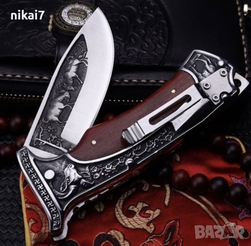 сгьваем нож джобен+кальф естествена кожа за колан ловен луксозен, снимка 3 - Ножове - 42081606