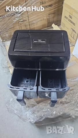 Двоен Air fryer T&G BEST COOKING 32847A0 - отделни LED дисплеи за всяка зона, снимка 5 - Фритюрници - 52382492
