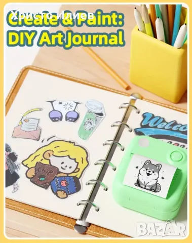 Мини термопринтер с подарък хартия и маркери принтер с Bluetooth, снимка 5 - Други - 50222898