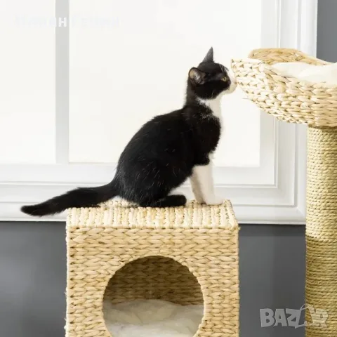 Дърво за котки PawHut с къщичка за котки, снимка 8 - За котки - 55894491