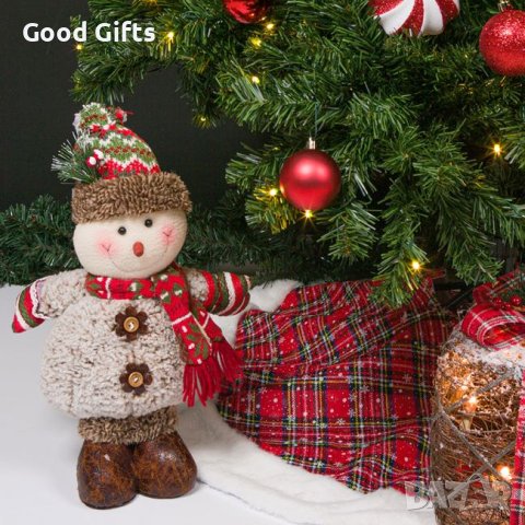Коледен Снежен човек, Дървени копчета, 43см, снимка 2 - Декорация за дома - 42707991