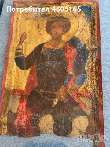стара икона  Свети Георги Победоносец, снимка 3 - Икони - 53938553