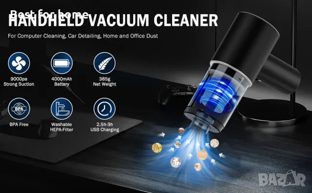 Мощна ръчка акумулаторна прахосмукачка с комплект накрайници  WHJC, снимка 13 - Прахосмукачки - 48256395