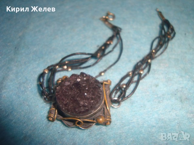 СТАРА АРТ НУВО ГРИВНА с ОГРОМЕН МИНЕРАЛ АМЕТИСТ ХЕНД МЕЙД ВИНТИДЖ МАЙСТОРСКА ИЗРАБОТКА БРОНЗ 26929, снимка 10 - Гривни - 34896123