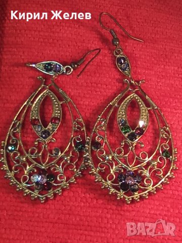 АРТ ВИНТИДЖ БРОНЗОВИ ОБЕЦИ с КРАСИВИ ЦВЕНТИ КАМЪНИ КРИСТАЛИ 11891, снимка 9 - Обеци - 30665841