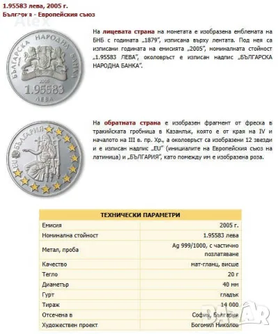 Възпоменателна Колекционерска Монета България в Европейския съюз  