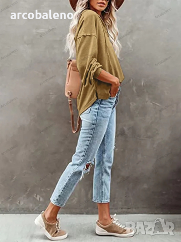 Дамско горнище с качулка Ежедневен свободен едноцветен суичър, 4цвята , снимка 18 - Суичъри - 44793379